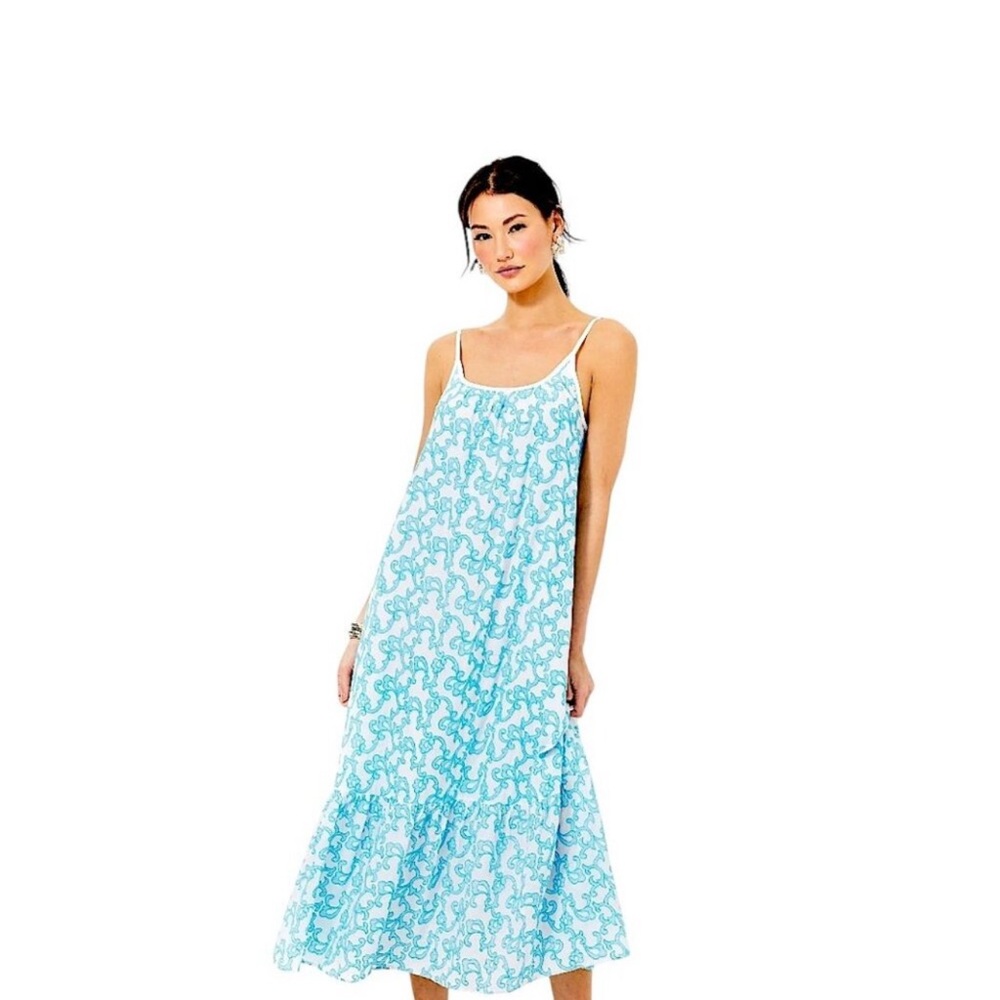 Lilly Pulitzer Blue and White Amerie Embroidered Dress